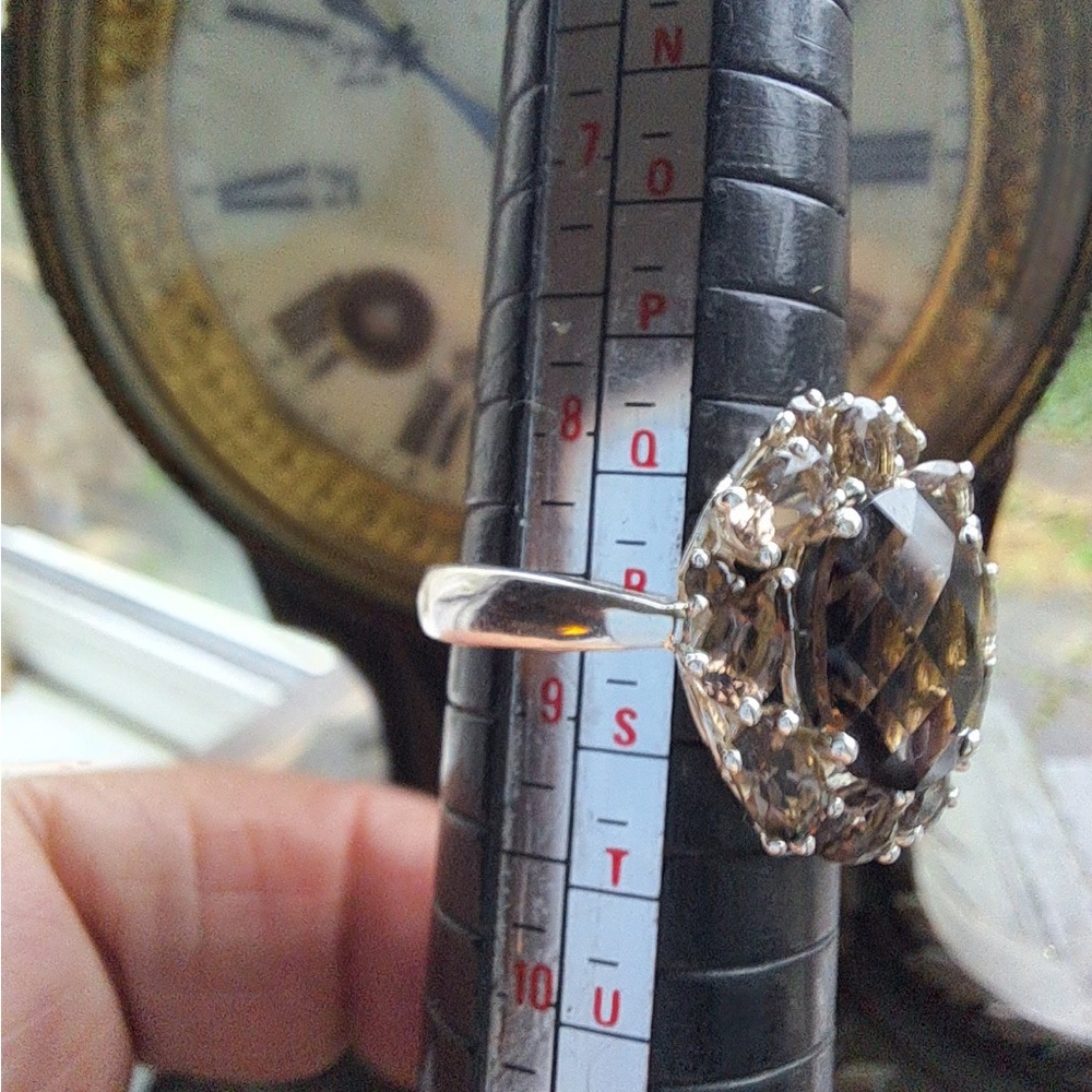 Sterling Silver Smokey Quartz Cluster Ring - Picture 3 of 3